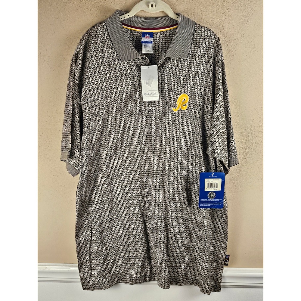 NWT Vintage Reebok NFL Team Apparel Washington Redskins Statement Polo Shirt Lg